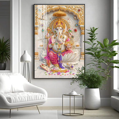 Sacred Ganpati Maharaj Premium Acrylic Vertical Wall Art