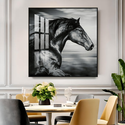 Wild Black Horse Premium Acrylic Square Wall Art