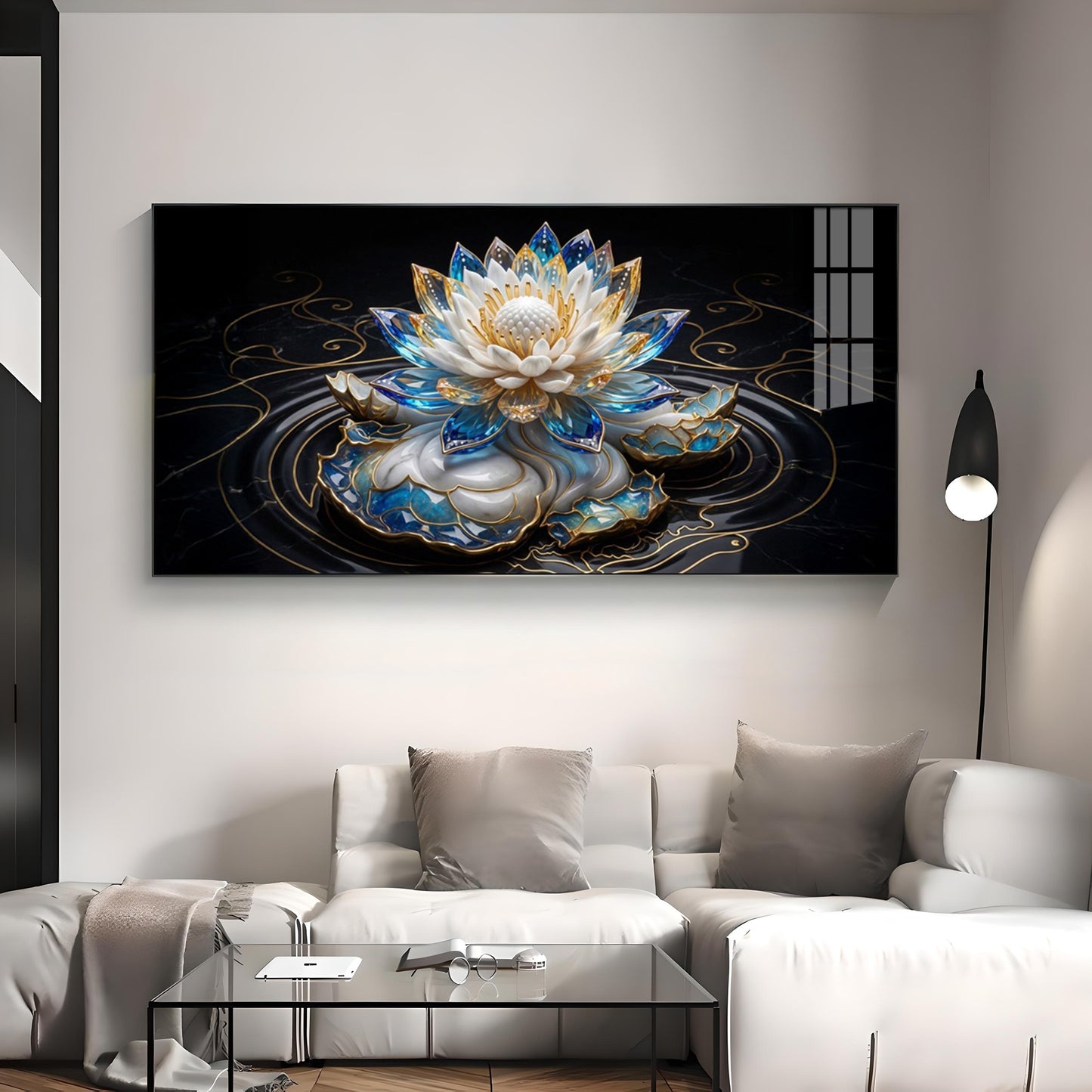 White Lotus Premium Acrylic Horizontal Wall Art