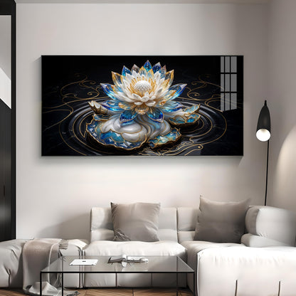 White Lotus Premium Acrylic Horizontal Wall Art