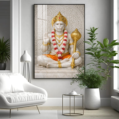 Divine Ram Bhakt Hanuman Premium Acrylic Vertical Wall Art