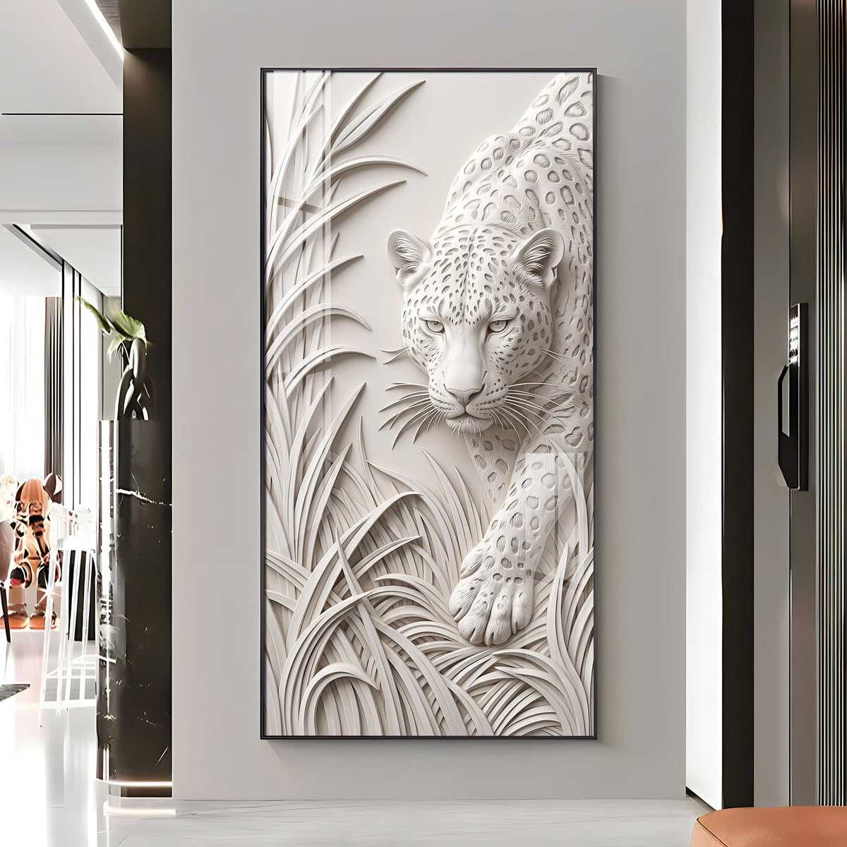 White Leopard Premium Acrylic Vertical Wall Art