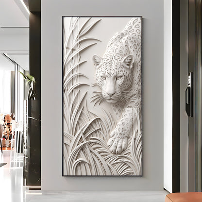 White Leopard Premium Acrylic Vertical Wall Art