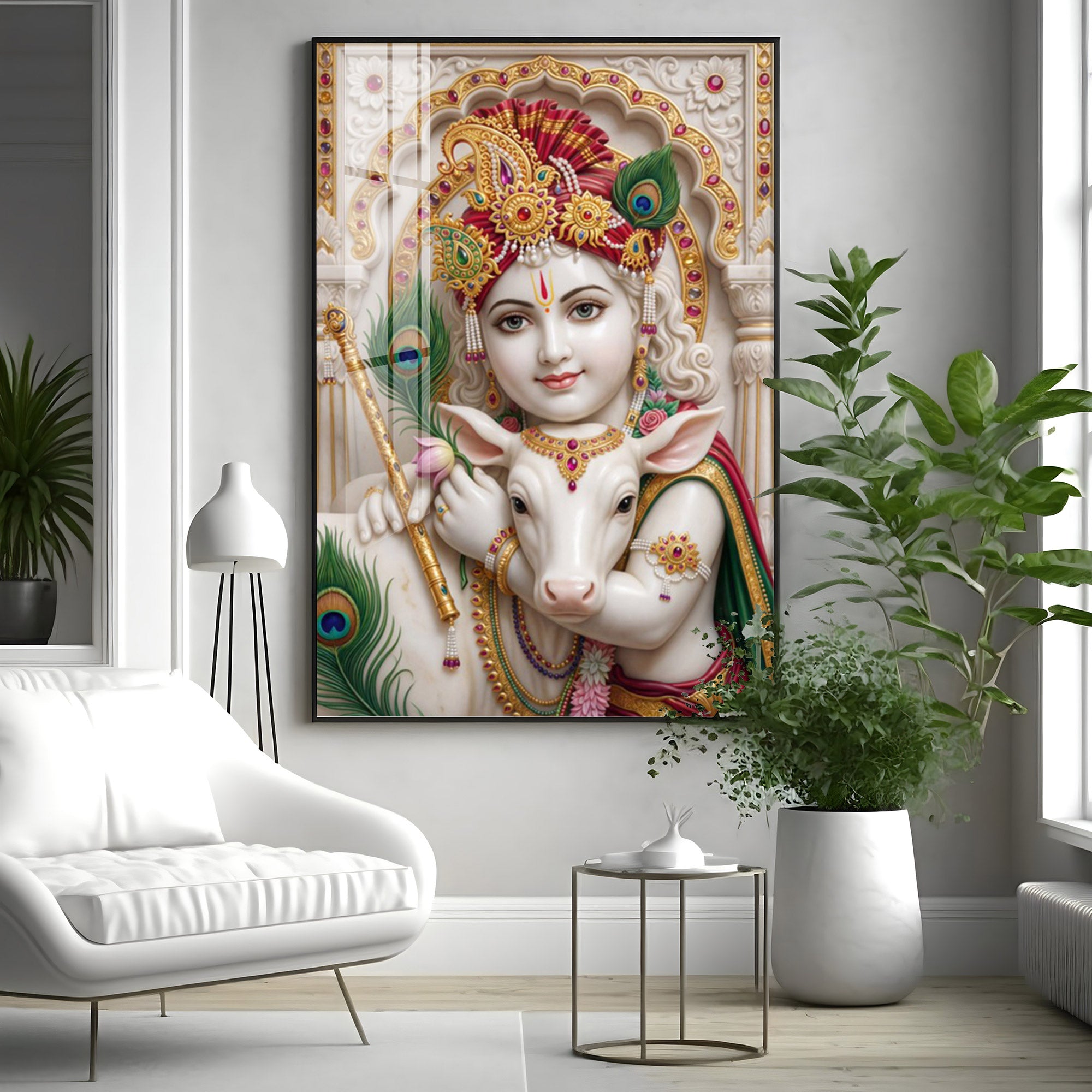 Blessings Of Bal krishna Premium Acrylic Vertical Wall Art