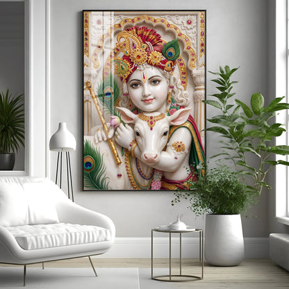Blessings Of Bal krishna Premium Acrylic Vertical Wall Art