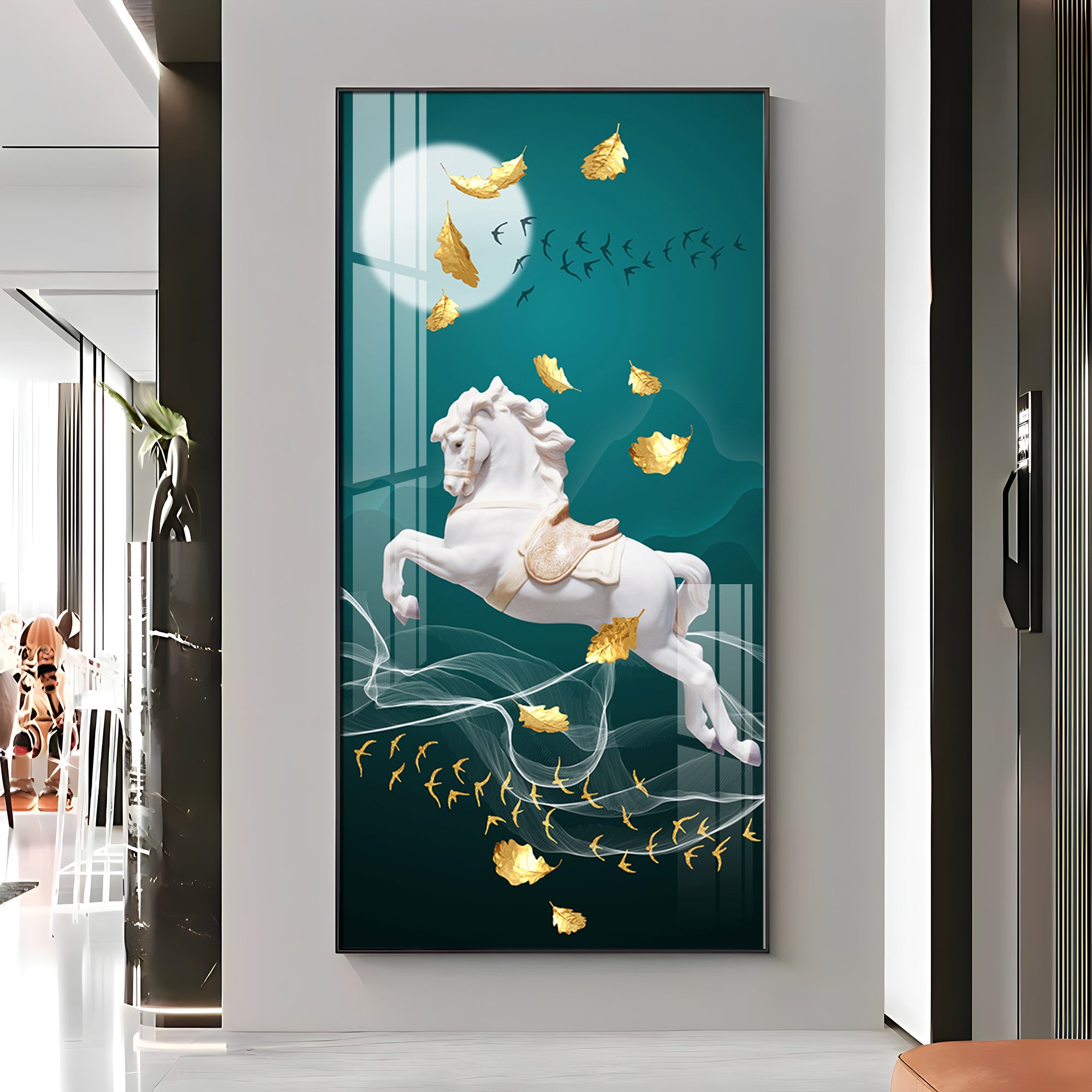 White Horse Premium Acrylic Vertical Wall Art