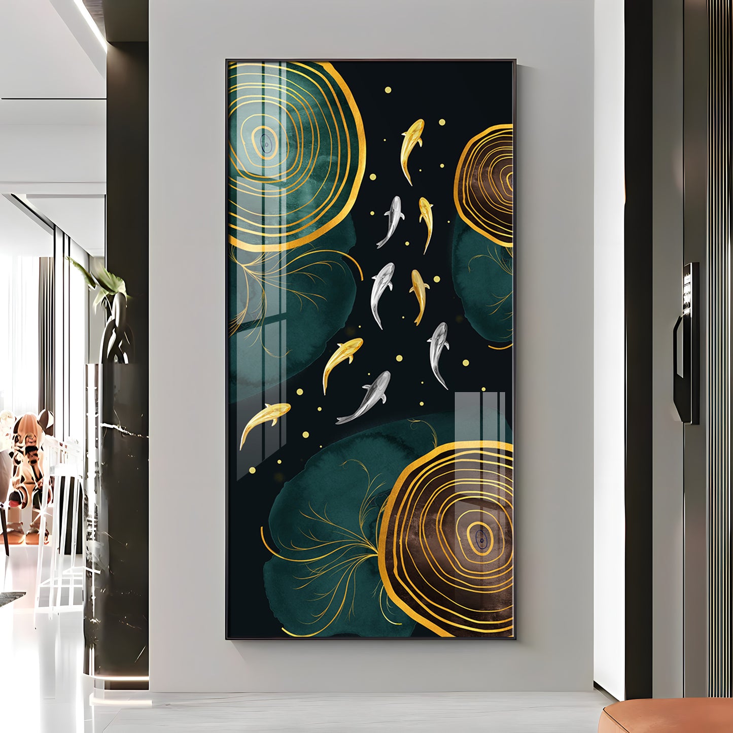 Fishes In Ocean Premium Acrylic Vertical Wall Art