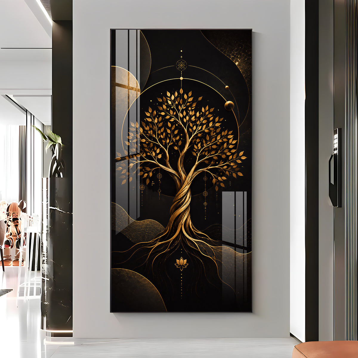 Modern Luxury Gold Tree Premium Acrylic Vertical Wall Art
