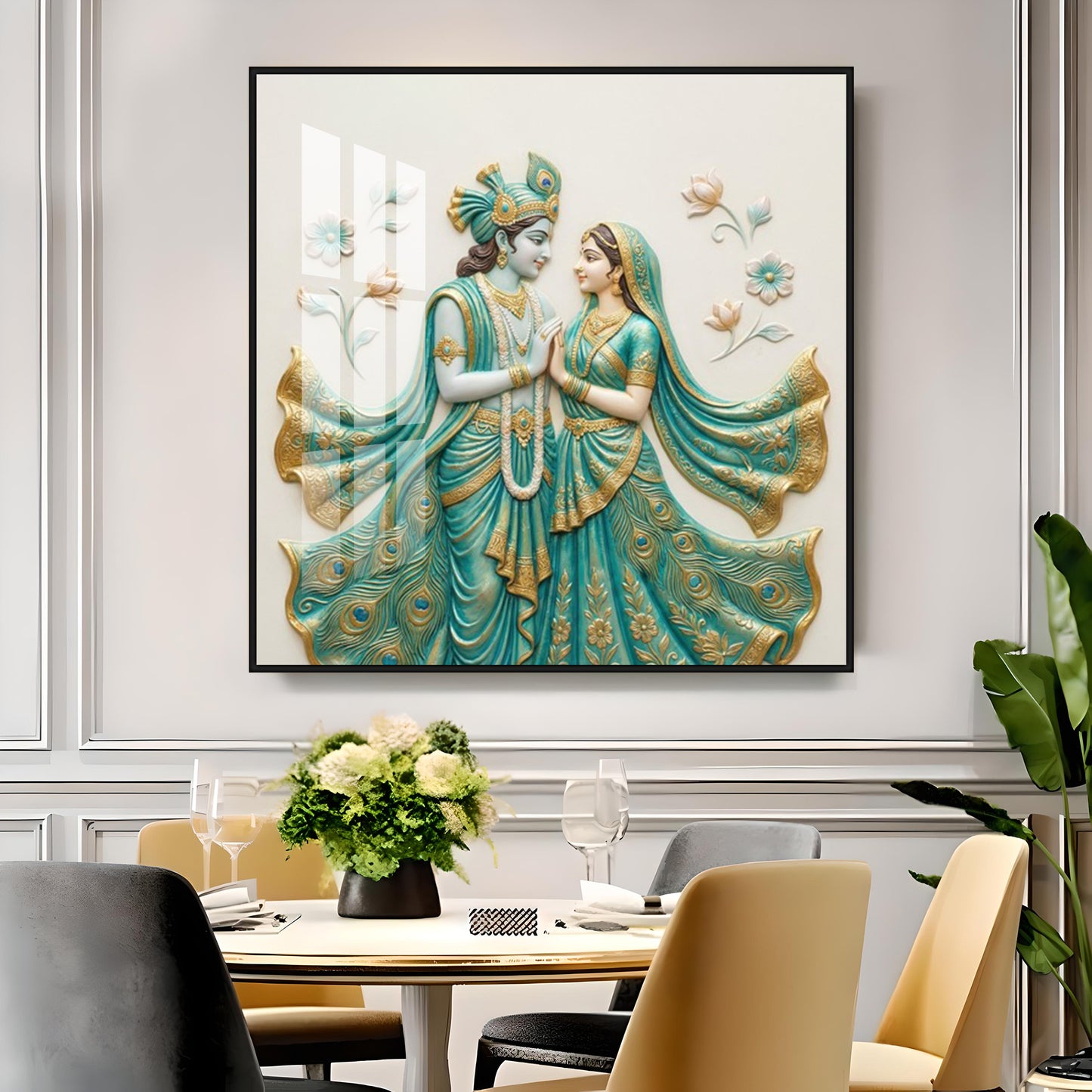 Divine Radha Krishna Premium Acrylic Square Wall Art