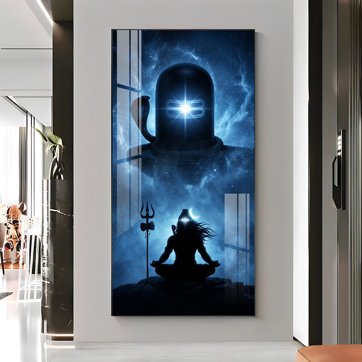 Mahadev in Deep Meditation Premium Acrylic Vertical Wall Art