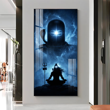 Mahadev in Deep Meditation Premium Acrylic Vertical Wall Art