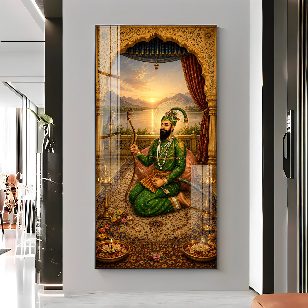 Sacred Guru Gobind Singh Ji Royal Courtyard Premium Acrylic Vertical Wall Art