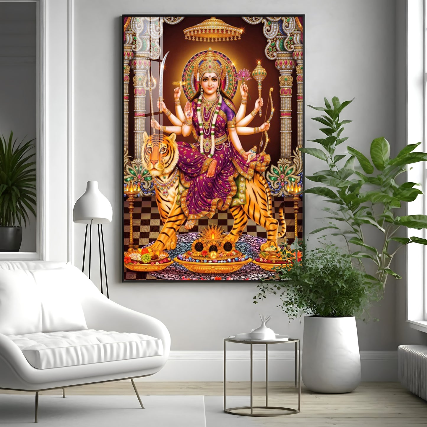 Maa Sherawali Premium Acrylic Vertical Wall Art