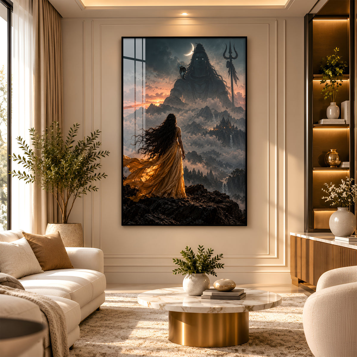 Parvati Looking At Shiva Premium Acrylic Vertical Wall Art