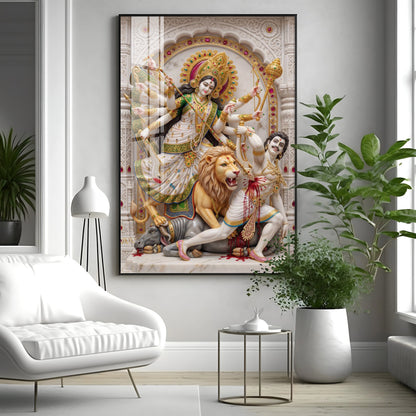Hindu Maa Goddess Durga Premium Acrylic Vertical Wall Art