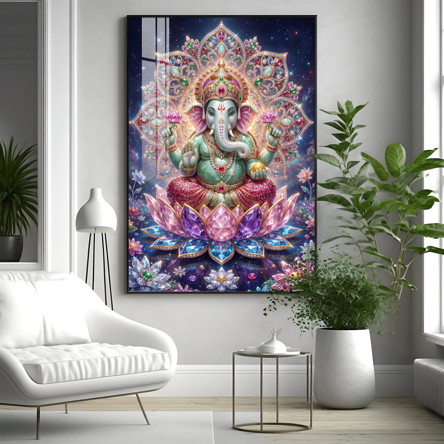 Colourful Lord Ganesha Premium Acrylic Vertical Wall Art