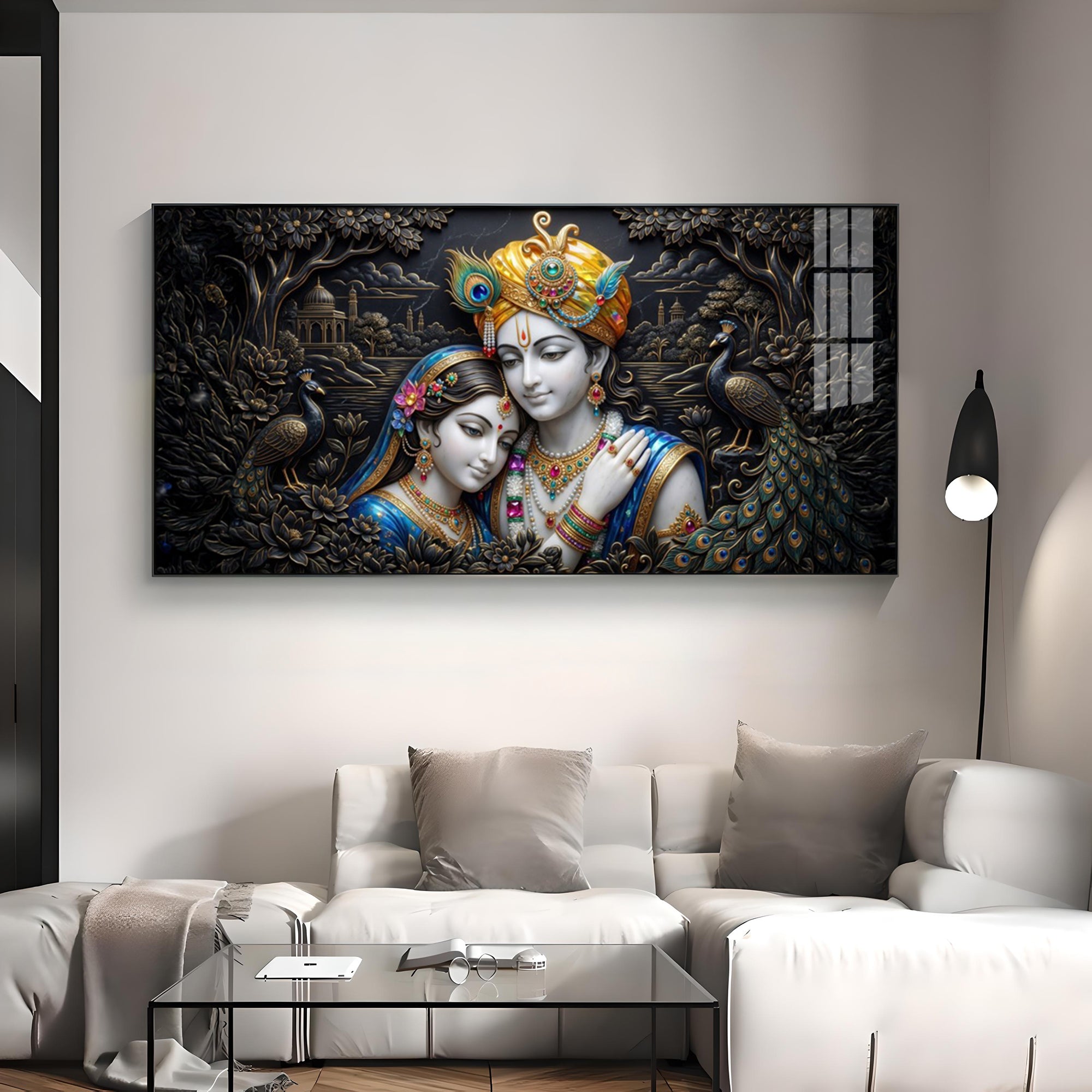 Spiritual Radha Krishna Premium Acrylic Horizontal Wall Art