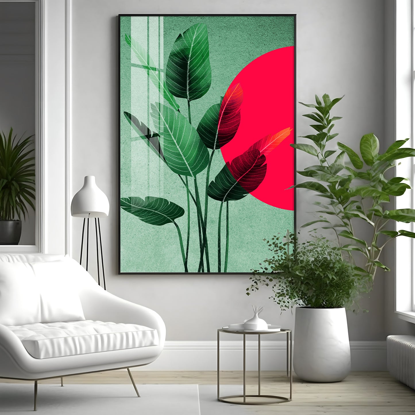 Green Leaf Premium Acrylic Vertical Wall Art