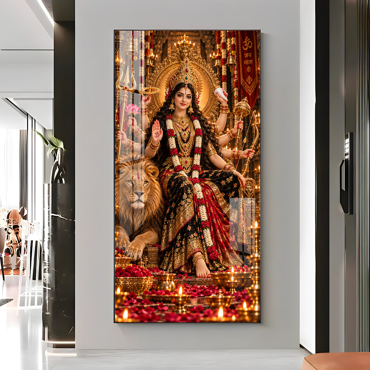 Divine Maa Sherawali Premium Acrylic Vertical Wall Art