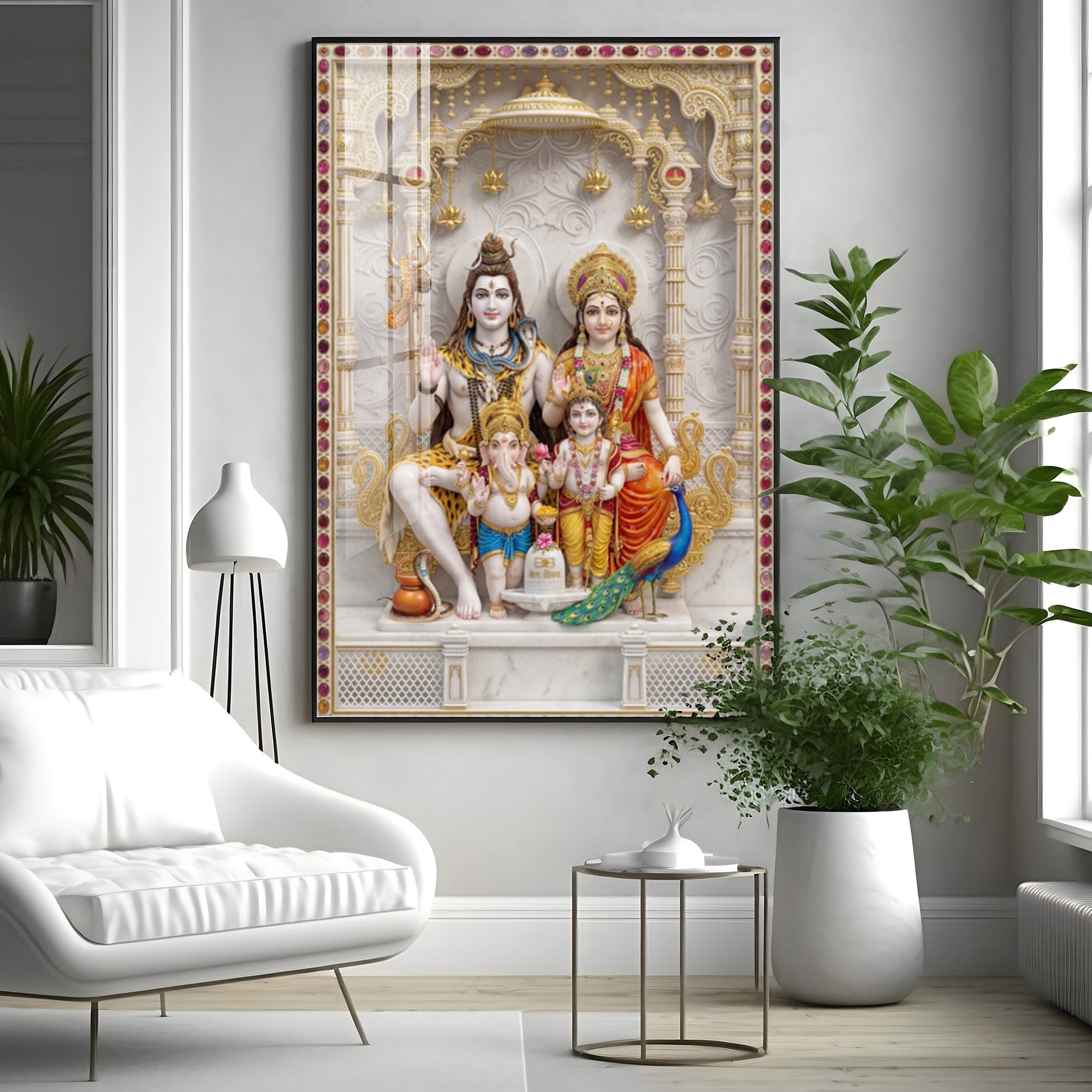 Divine Wisdom Shiv Parivar Premium Acrylic Vertical Wall Art