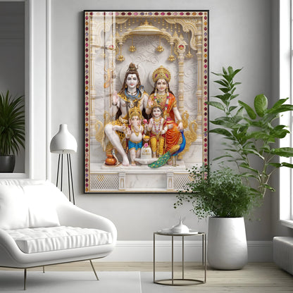 Divine Wisdom Shiv Parivar Premium Acrylic Vertical Wall Art