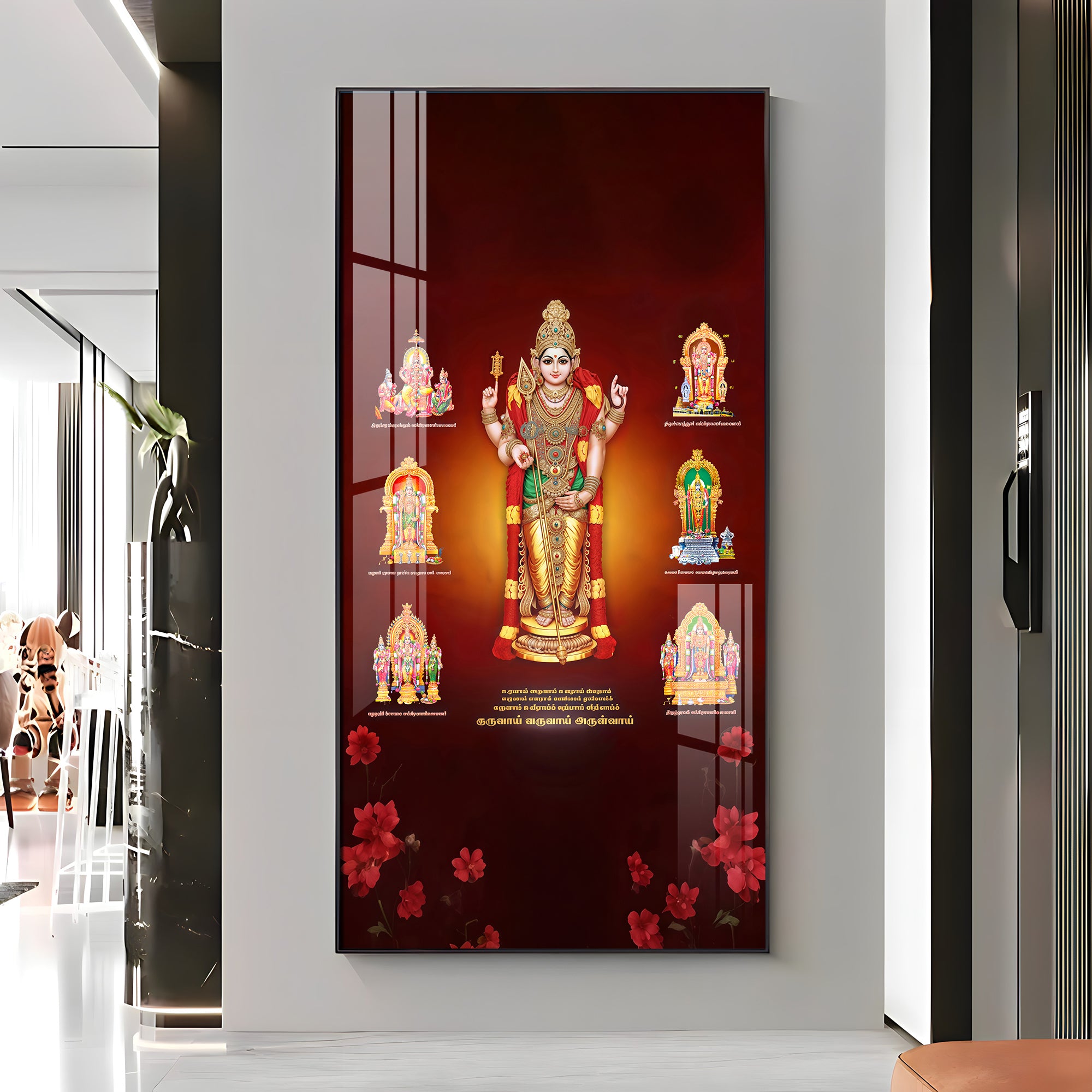 Thiruchendur Lord Murugan Premium Acrylic Vertical Wall Art