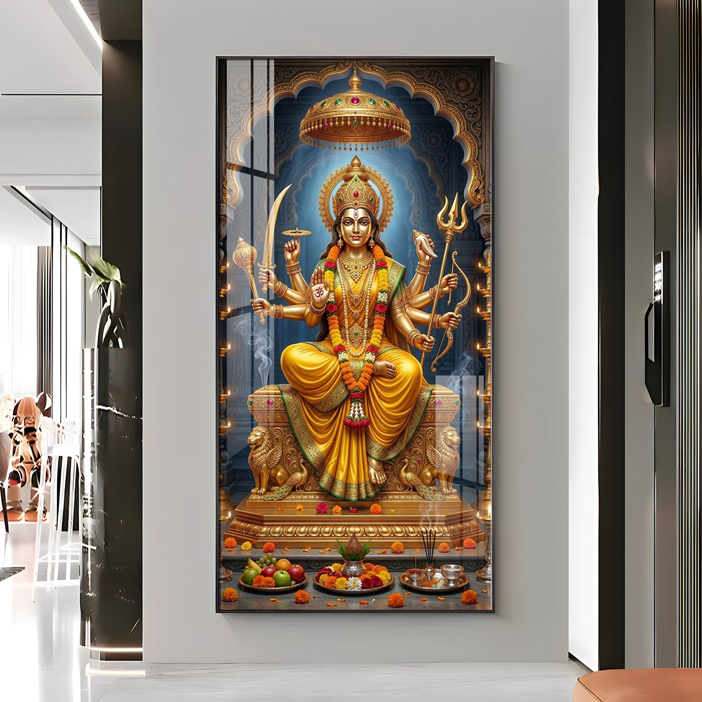 Divine Maa Durga's Blessing Premium Acrylic Vertical Wall Art