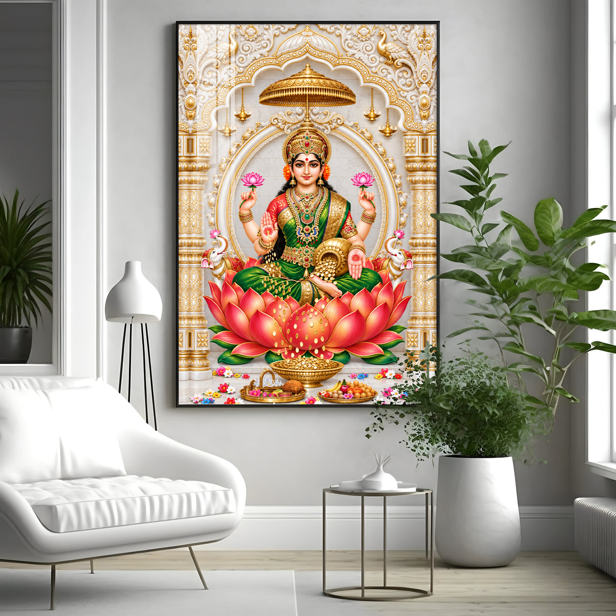Divine Dhan Lakshmi Premium Acrylic Vertical Wall Art