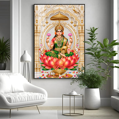 Divine Dhan Lakshmi Premium Acrylic Vertical Wall Art
