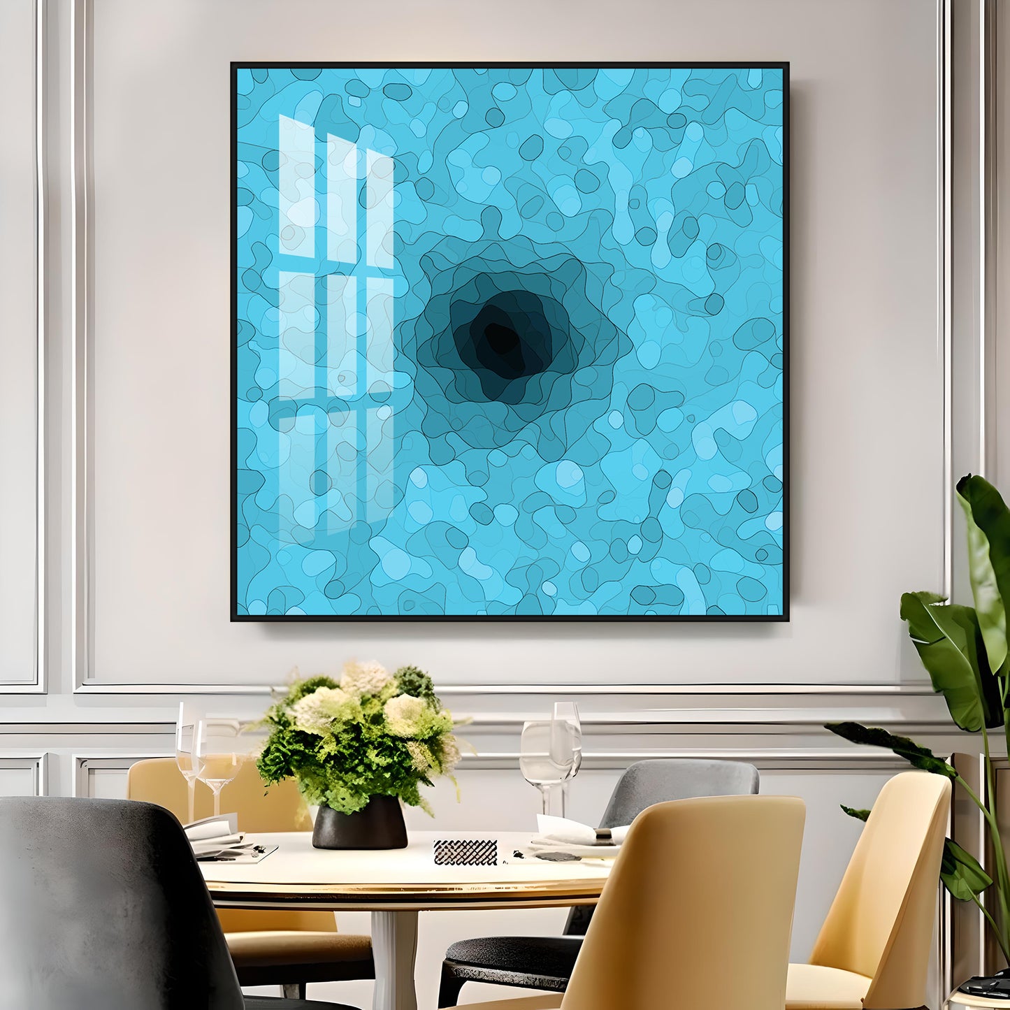 Abstract Blue Colored Design Premium Acrylic Square Wall Art