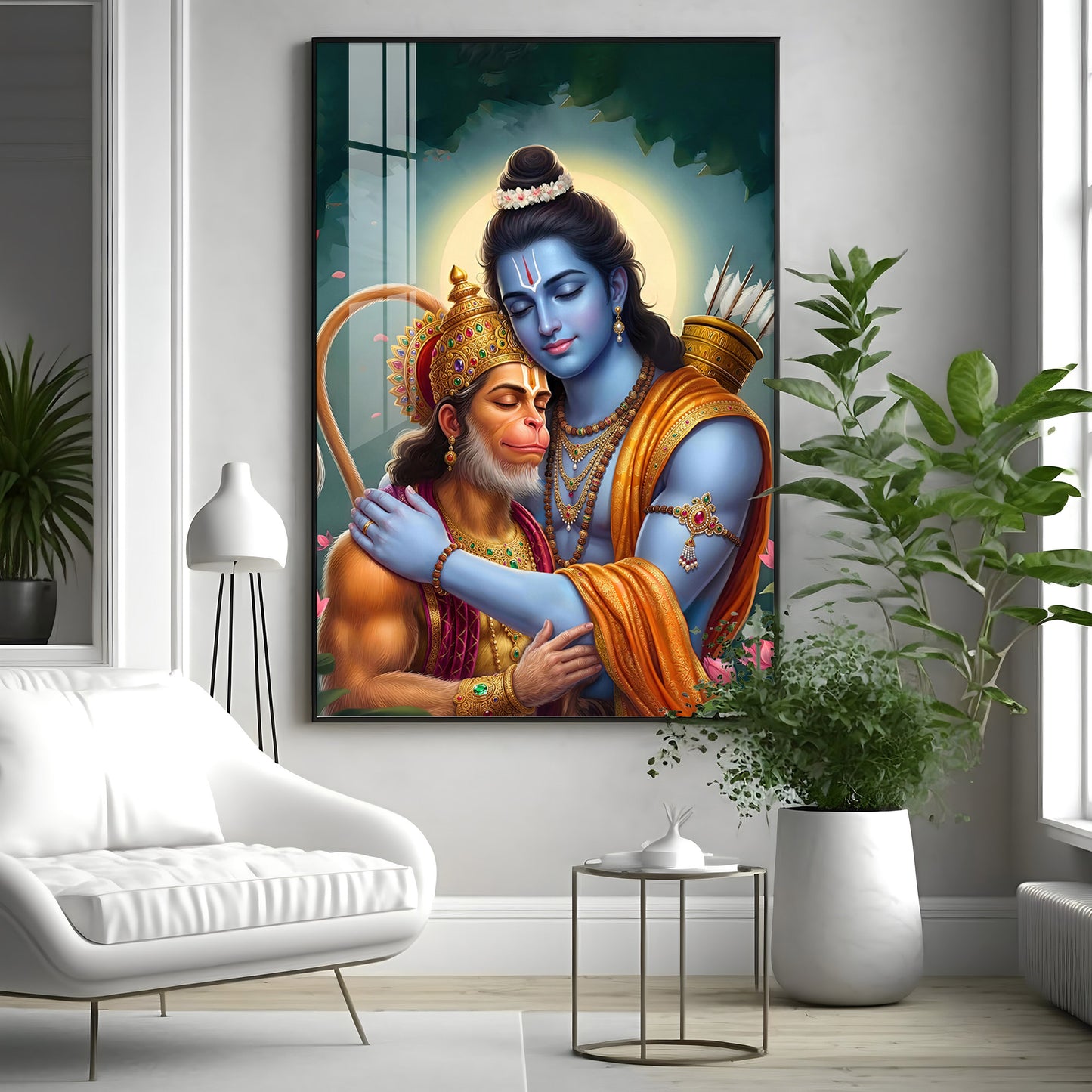 Lord Rama And Hanuman Brotherhood Premium Acrylic Wall Art