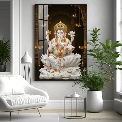 Divine Serenity Of Ganesh Ji Premium Acrylic Vertical Wall Art