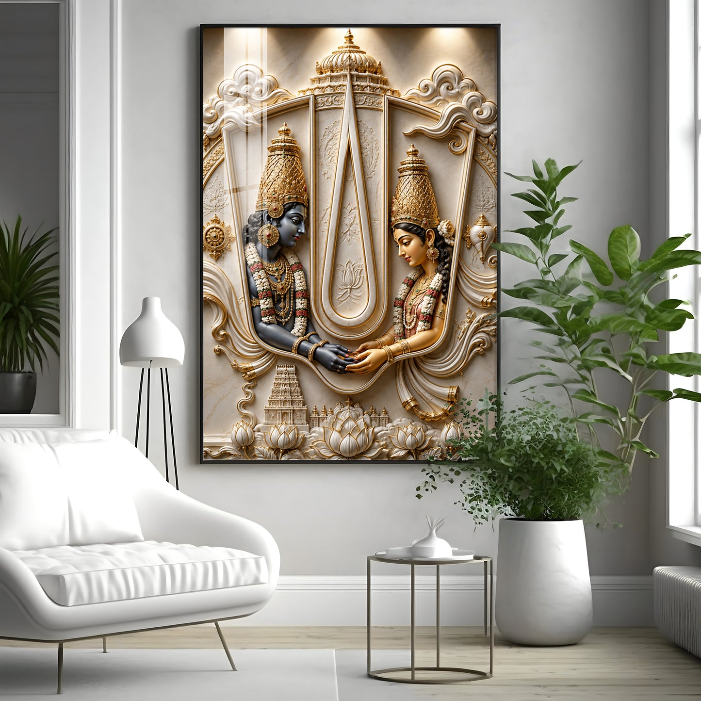 Lord Vishnu Shri Lakshmi Premium Acrylic Vertical Wall Art