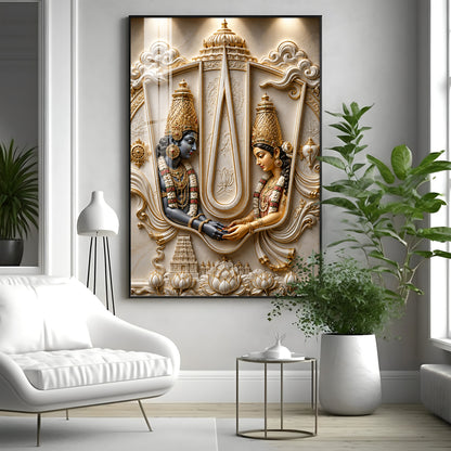 Lord Vishnu Shri Lakshmi Premium Acrylic Vertical Wall Art