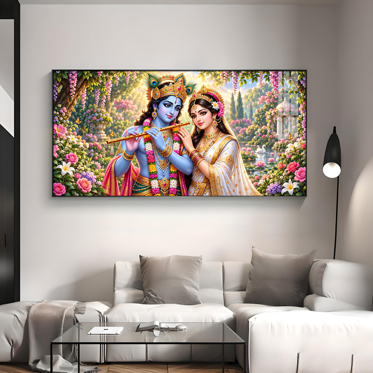 Shree Radhe Krishna Premium Acrylic Horizontal Wall Art