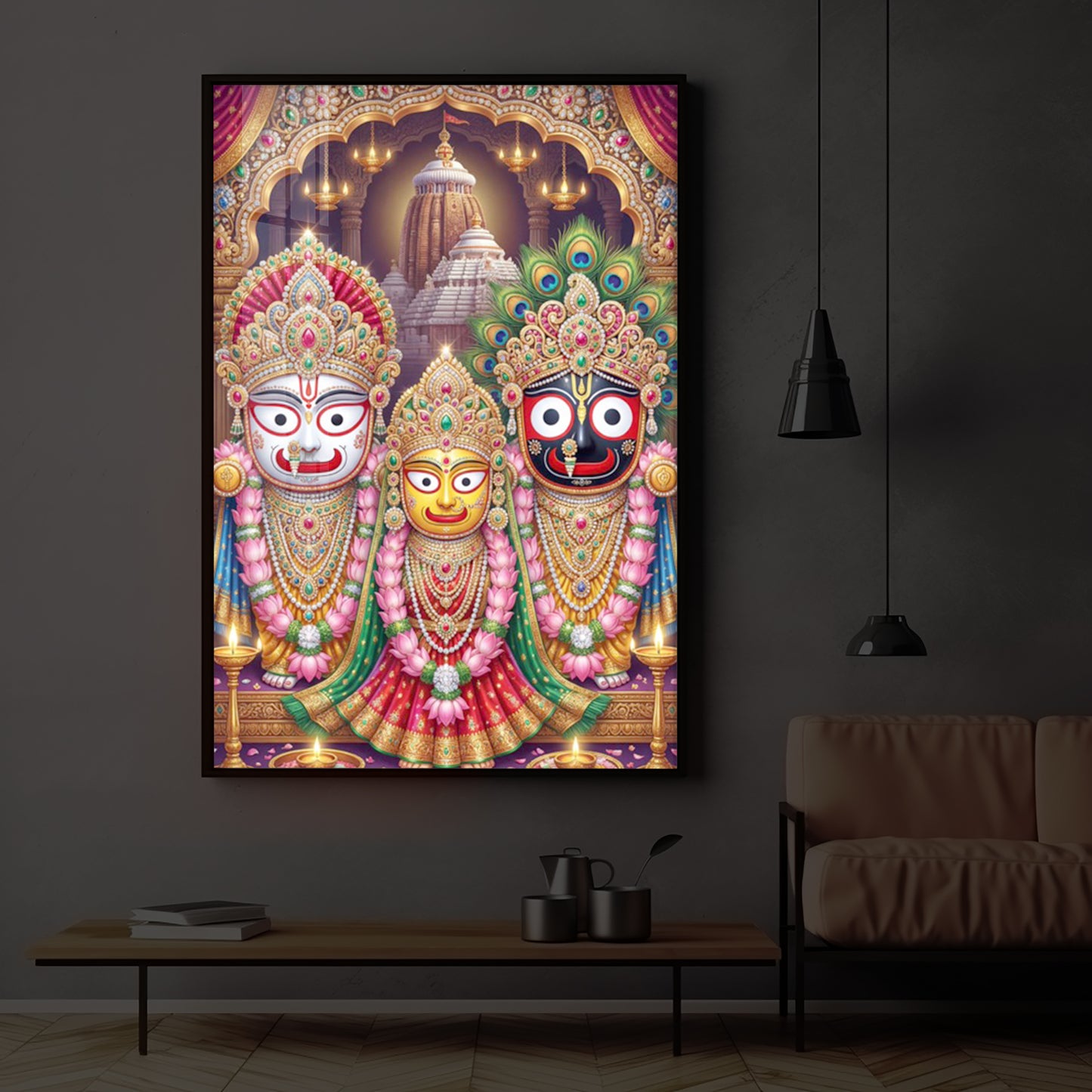 Blessings Of Lord Jagannath Modern Luxury Backlight Vertical Wall Art