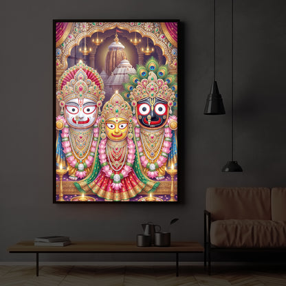 Blessings Of Lord Jagannath Modern Luxury Backlight Vertical Wall Art