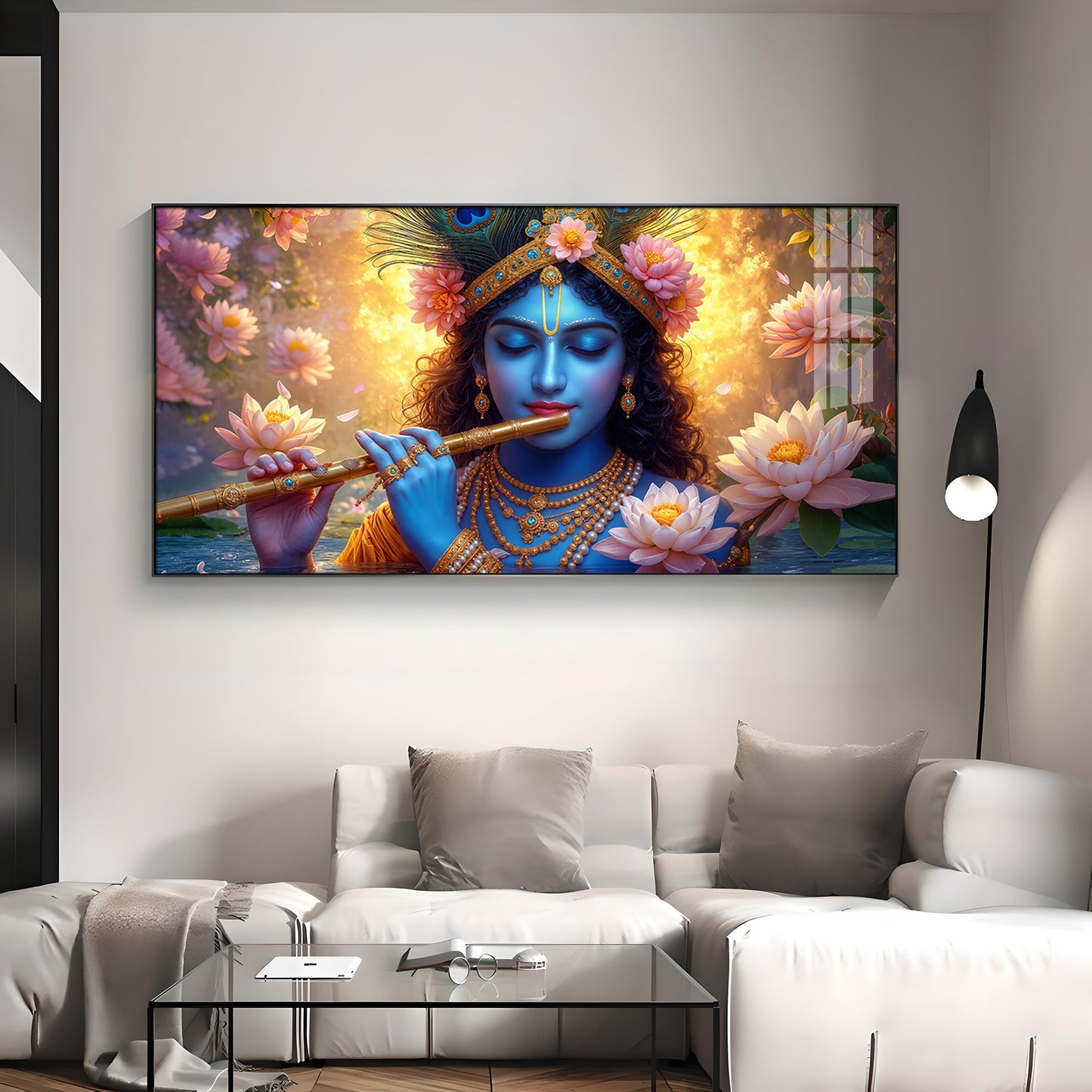 Krishna Bhagwan Premium Acrylic Horizontal Wall Art