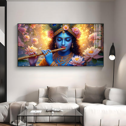 Krishna Bhagwan Premium Acrylic Horizontal Wall Art