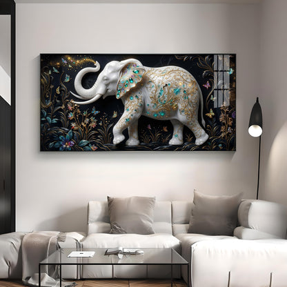 Emerald Elegance Elephant Premium Acrylic Horizontal Wall Art