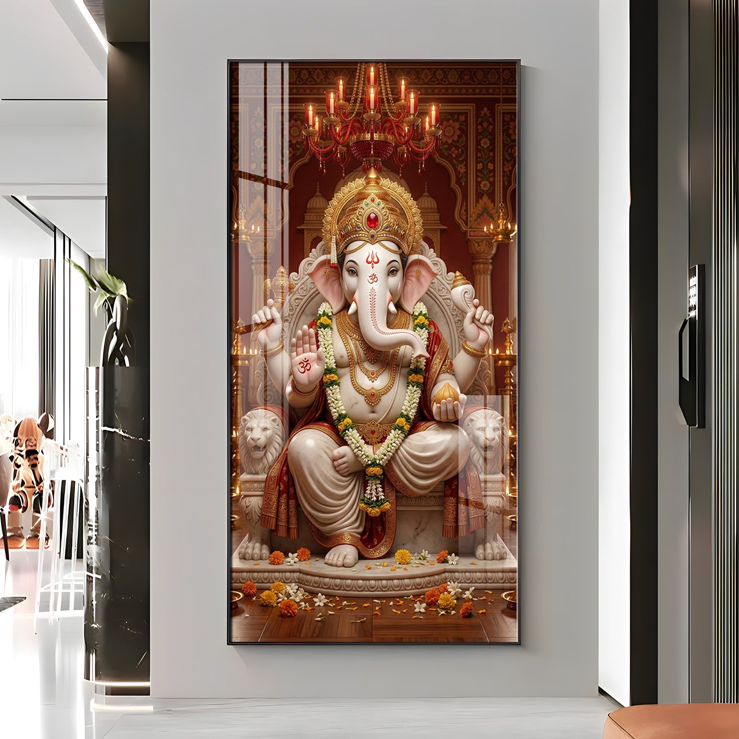 Divine Harmony Of Lord Ganesh Premium Acrylic Vertical Wall Art