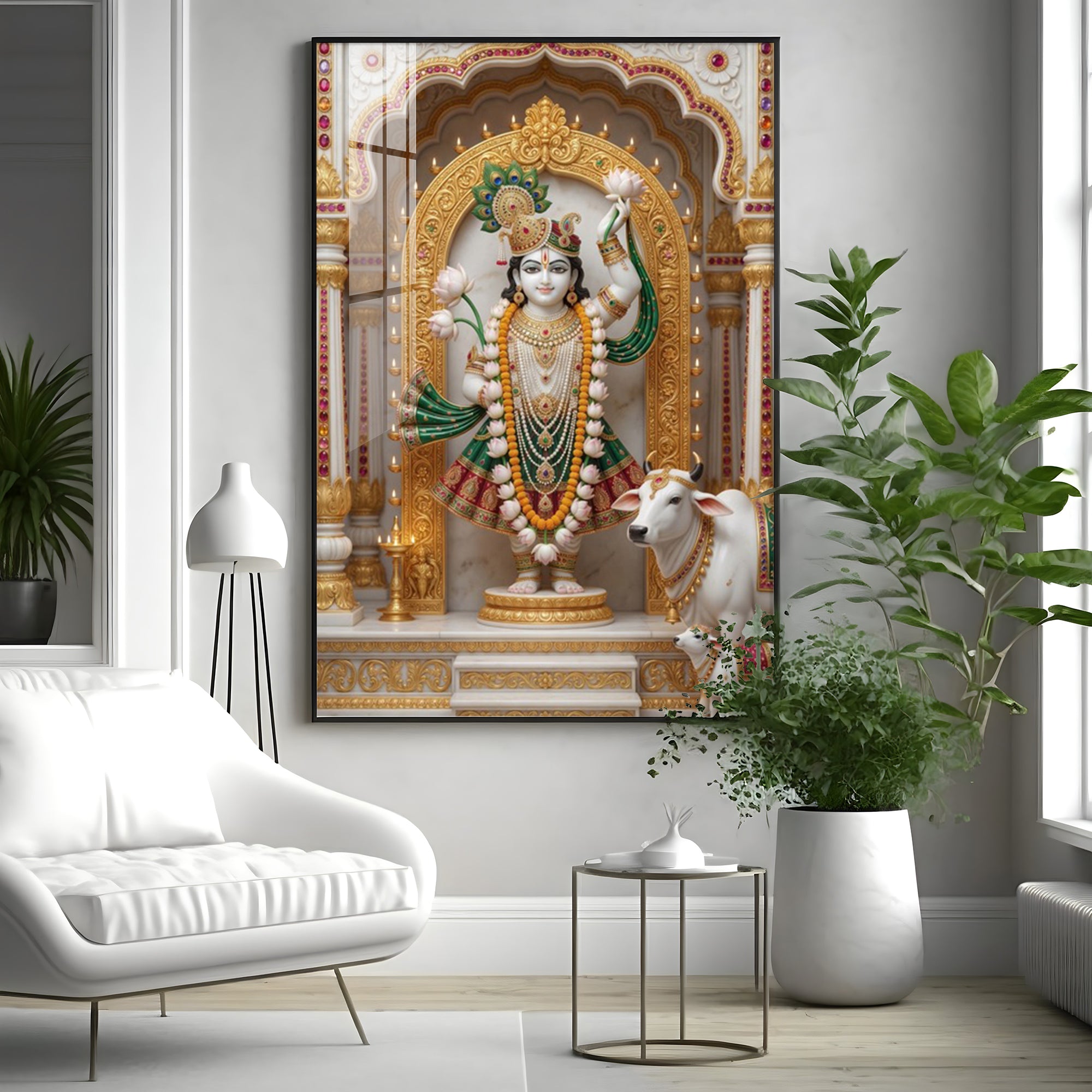 Divine Lord Krishna Ji Premium Acrylic Vertical Wall Art