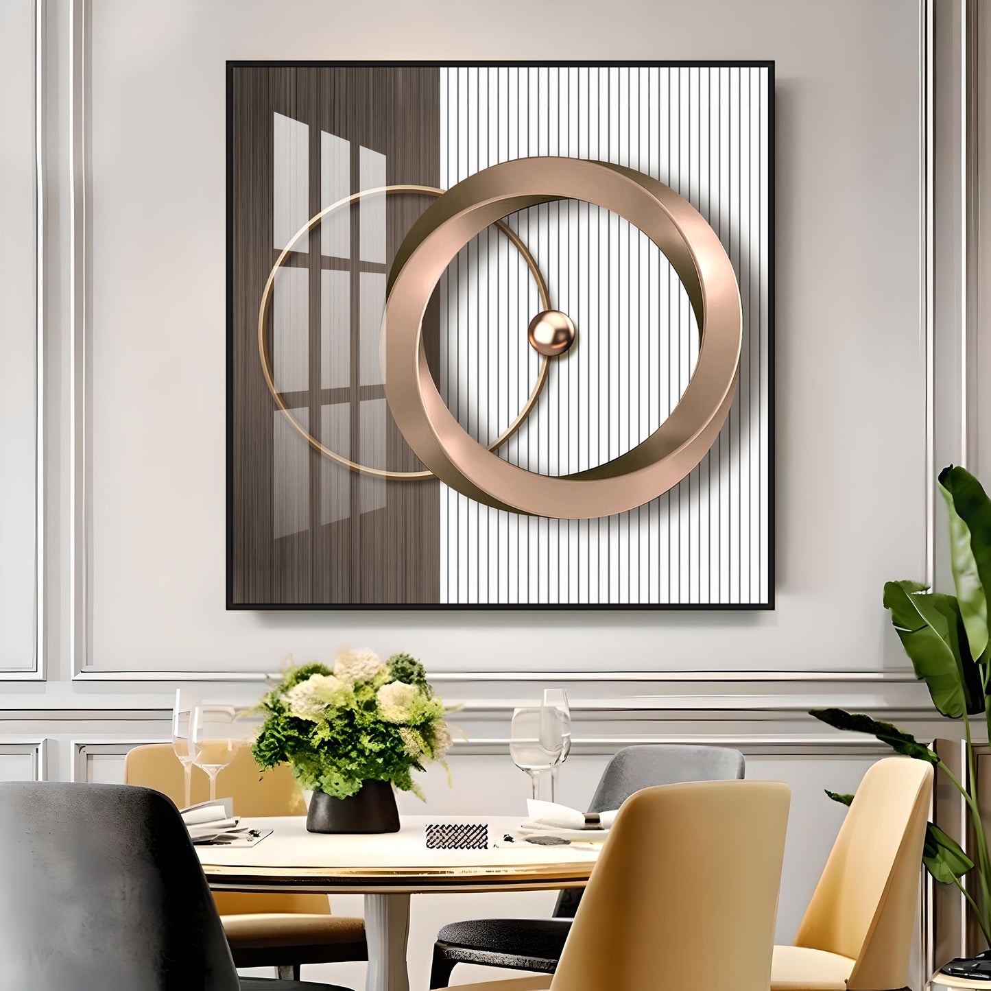 Modern Gold Geometric Premium Acrylic Square Wall Art