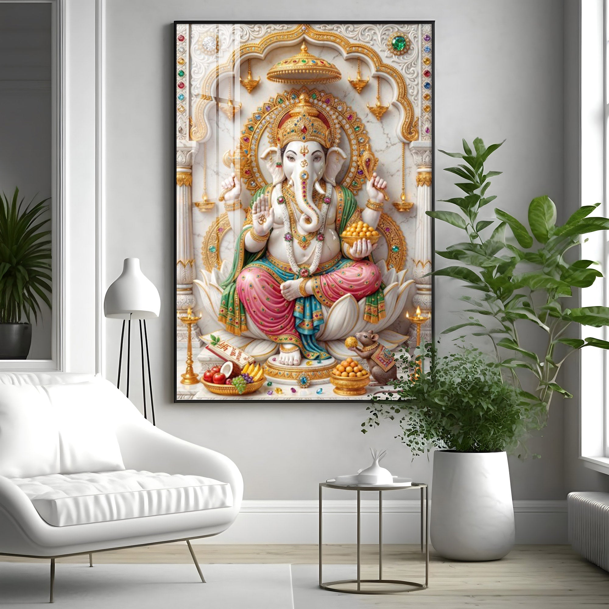Radiance of Peace Ganesh Ji Premium Acrylic Vertical Wall Art