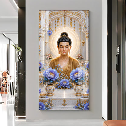 Golden Buddha Meditating Premium Acrylic Vertical Wall Art