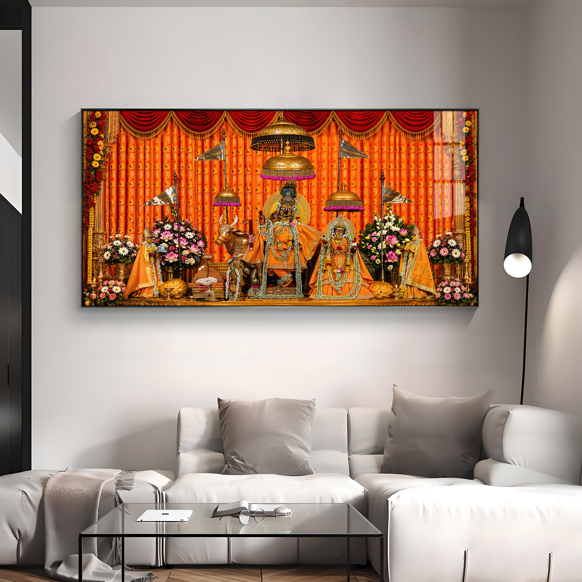 Lord Govind Dev Ji & Radha Rani Premium Acrylic Horizontal Wall Art