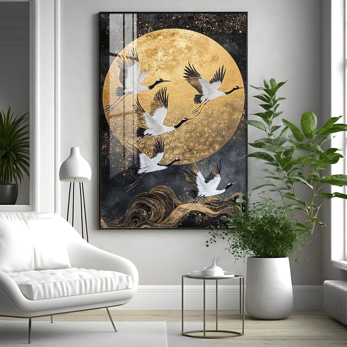 Majestic Cranes Soar Premium Acrylic Vertical Wall Art