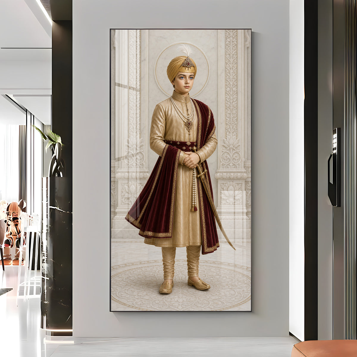 Young Sikh Guru Premium Acrylic Vertical Wall Art