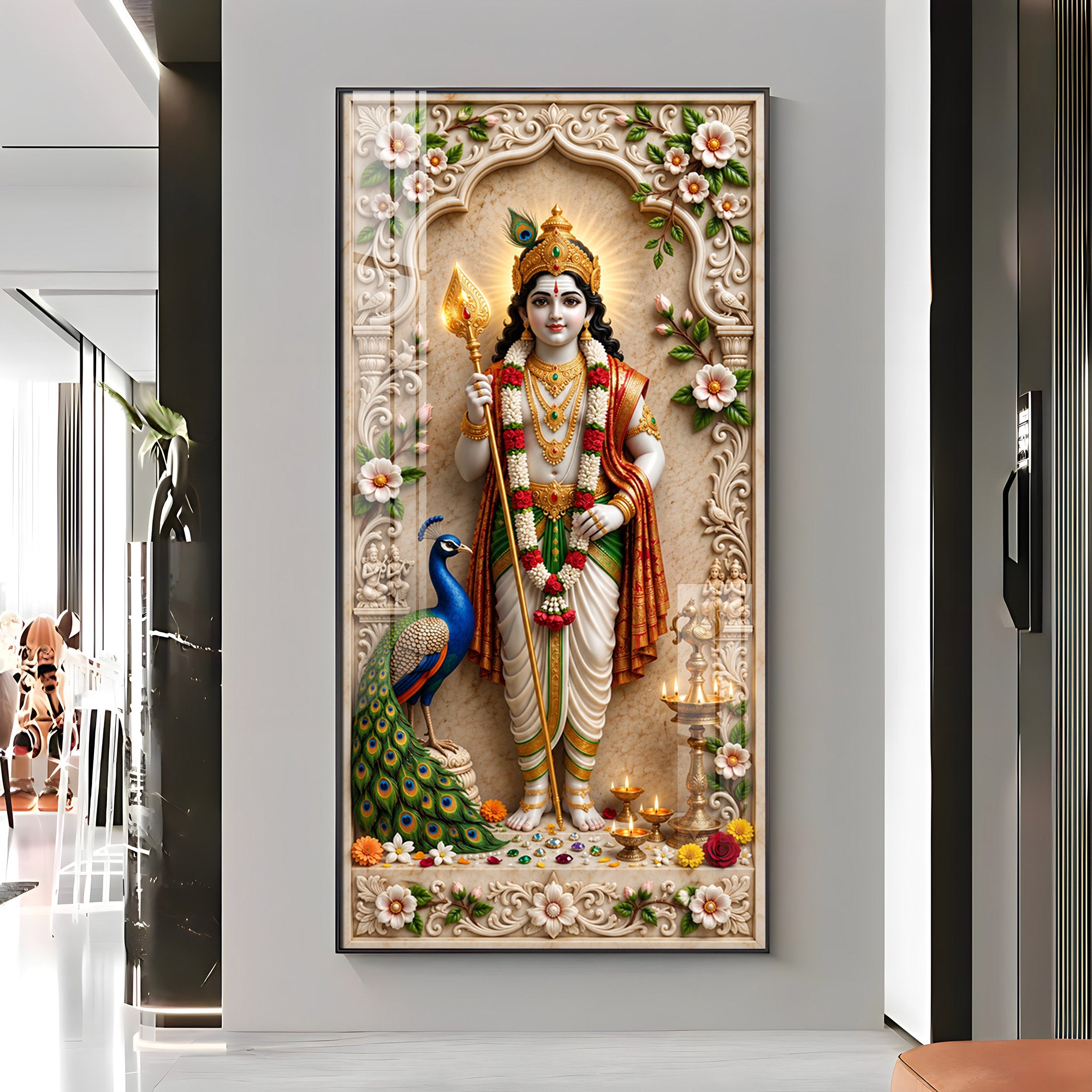 Hindu Deity Of War Lord Murugan Premium Acrylic Vertical Wall Art