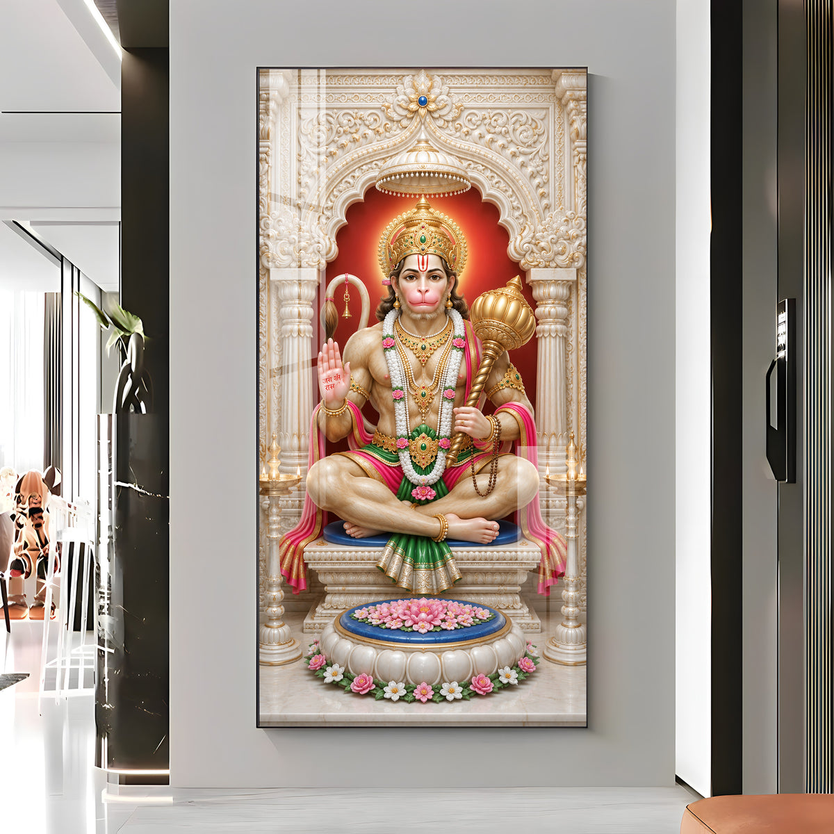 Divine Hanuman Ji Premium Acrylic Vertical Wall Art